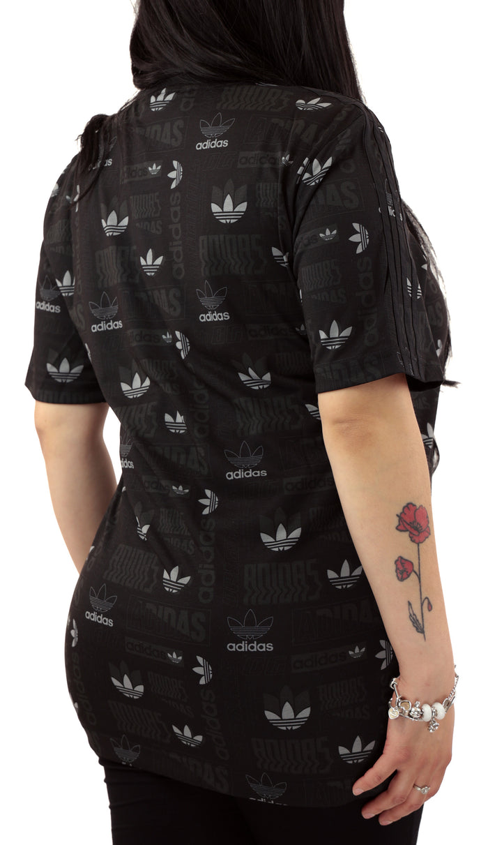 Adidas Mens All Over Print Short Sleeve T-Shirt Black