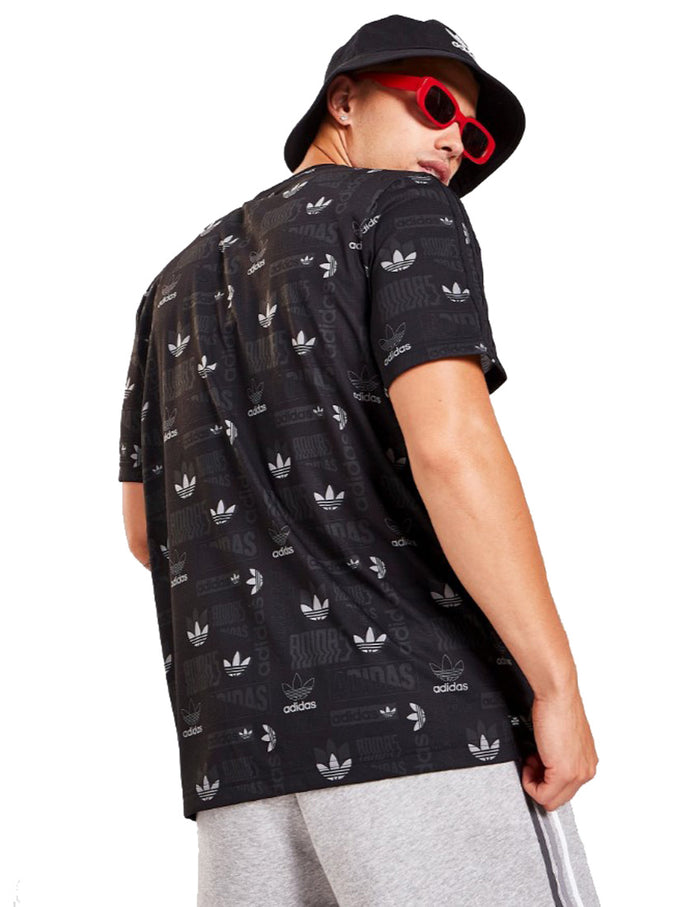 Adidas Mens All Over Print Short Sleeve T-Shirt Black