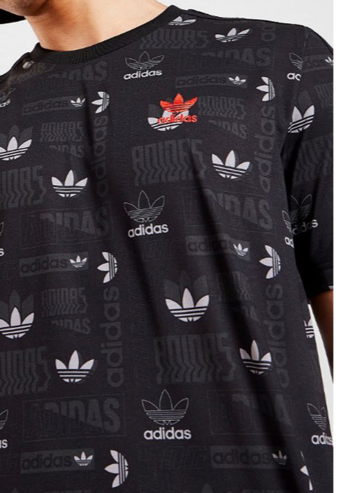 Adidas Mens All Over Print Short Sleeve T-Shirt Black