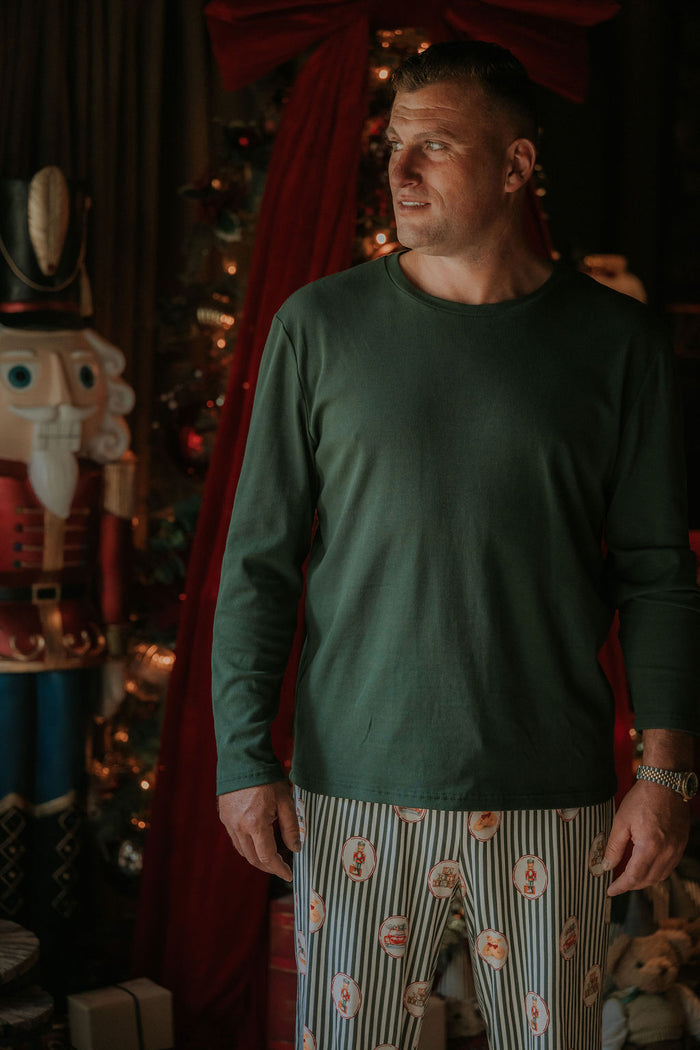 Mens Emerald Vintage Noelle Ribbed Pyjamas