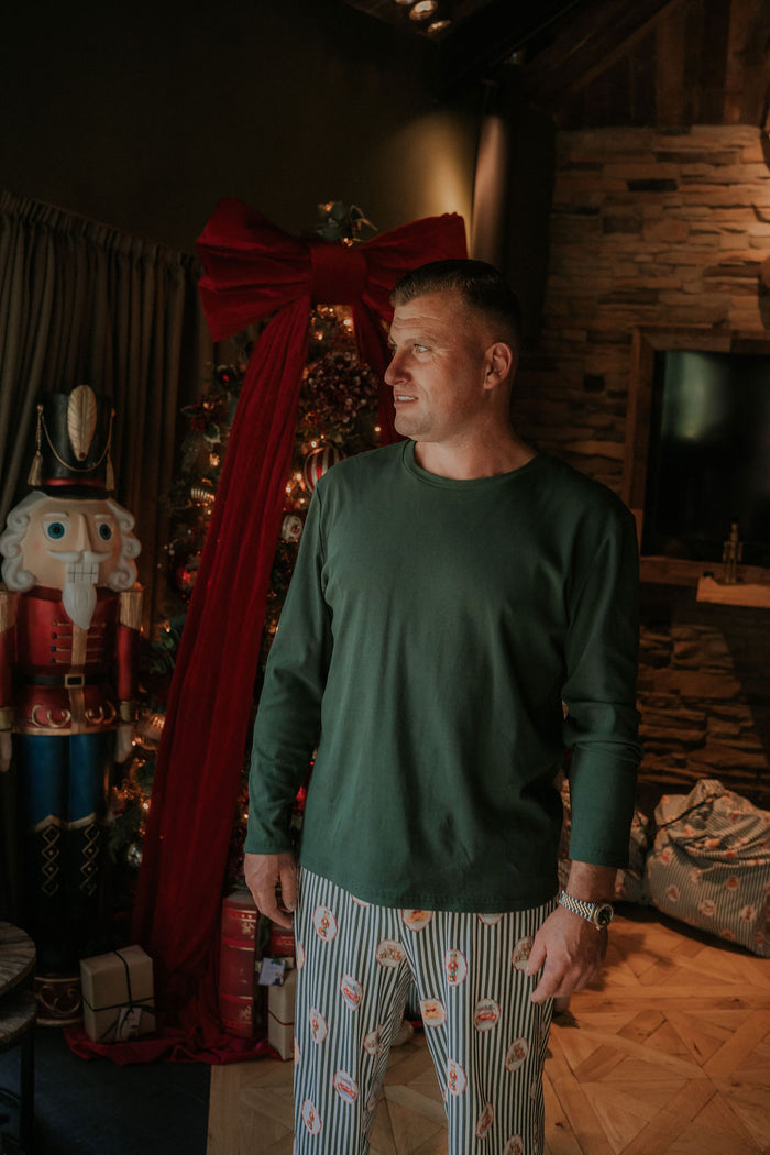 Mens Emerald Vintage Noelle Ribbed Pyjamas