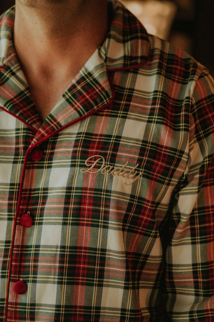Mens White Tartan Pyjamas