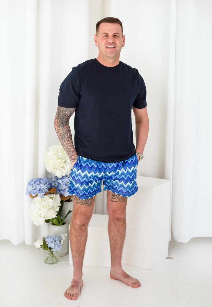Mens Zig Zag Print Swimshorts