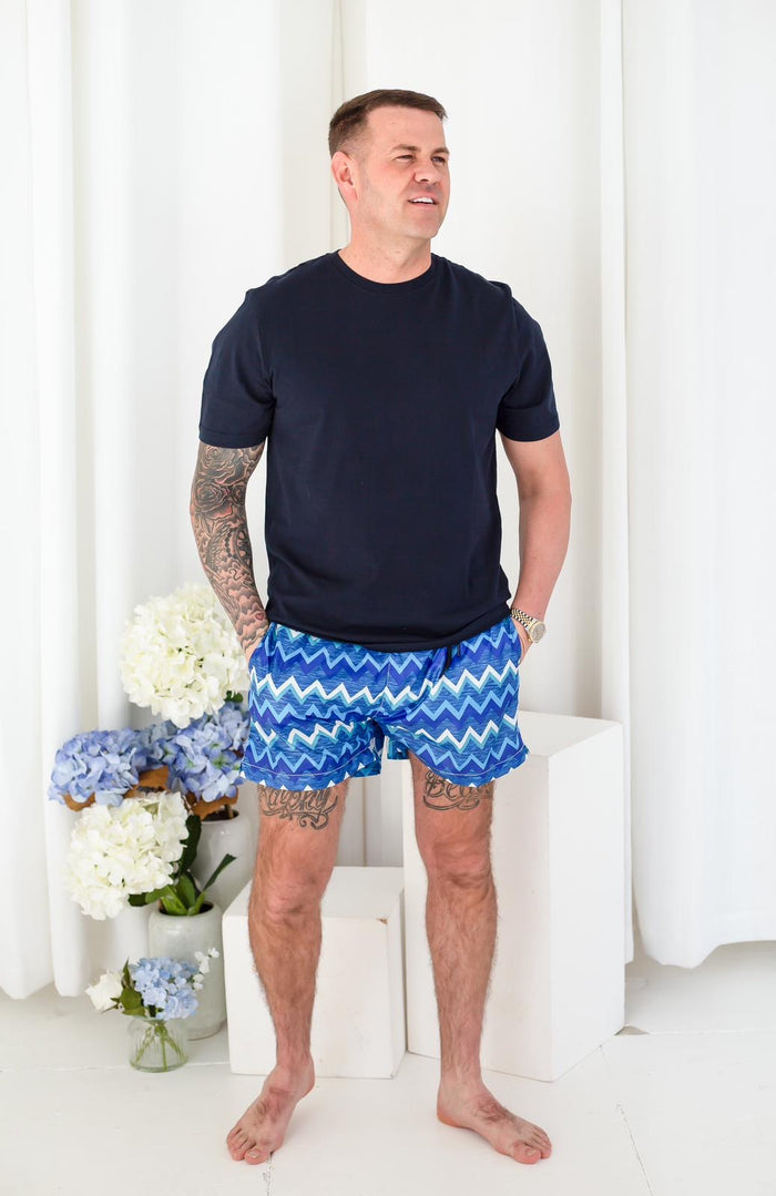 Mens Zig Zag Print Swimshorts