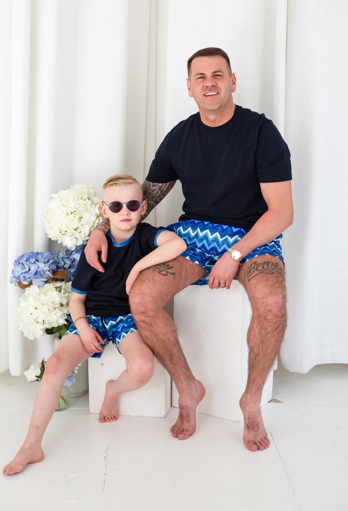 Mens Zig Zag Print Swimshorts
