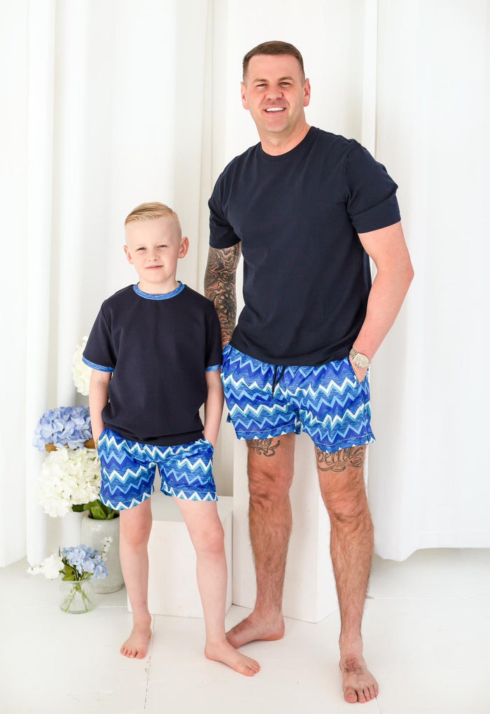 Mens Zig Zag Print Swimshorts