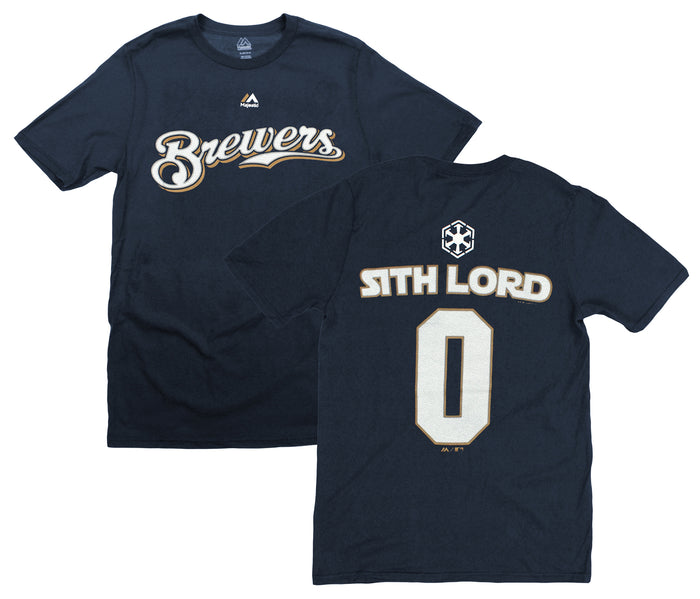 Milwaukee Brewers MLB Big Boys Youth Star Wars Sith Lord #0 T-Shirt, Navy