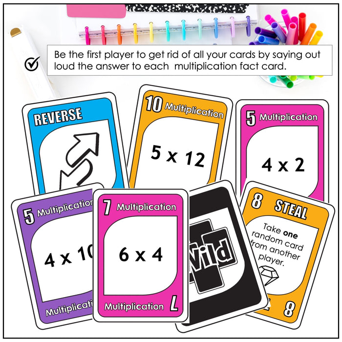 Multiplication Card Game Bundle – Times Tables 1–12 Math Fact Fluency Practice - Hot Chocolate Teachables