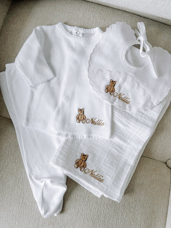 New Baby Unisex - White Personalised Gift Set