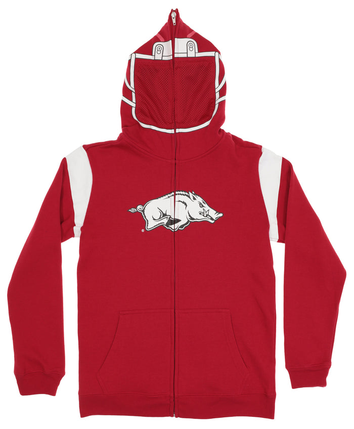 Outerstuff NCAA Boys Youth Full Zip Fleece Helmet Hoodie, Arkansas Razorbacks
