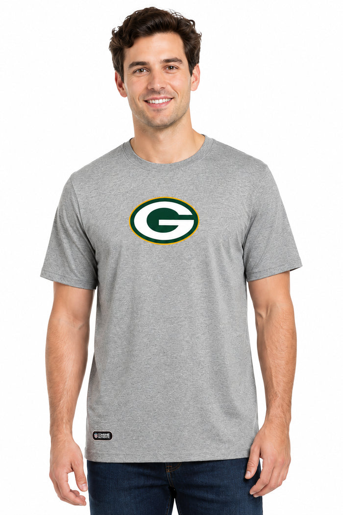 Outerstuff NFL Unisex Men's and Women's Primary Logo Short Sleeve Lightweight T-Shirt, Grey, Green Bay Packers