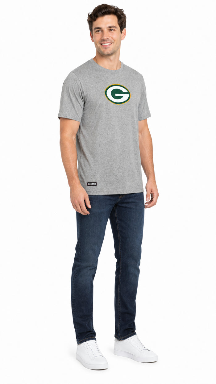 Outerstuff NFL Unisex Men's and Women's Primary Logo Short Sleeve Lightweight T-Shirt, Grey, Green Bay Packers