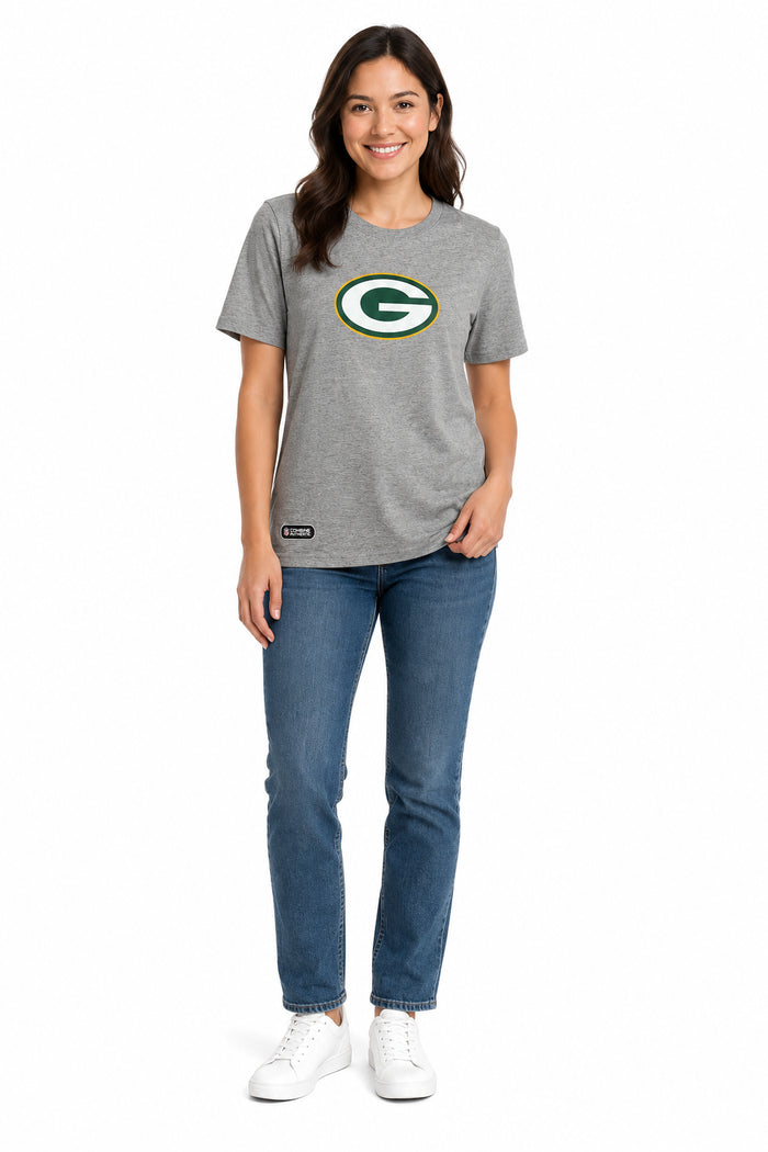 Outerstuff NFL Unisex Men's and Women's Primary Logo Short Sleeve Lightweight T-Shirt, Grey, Green Bay Packers