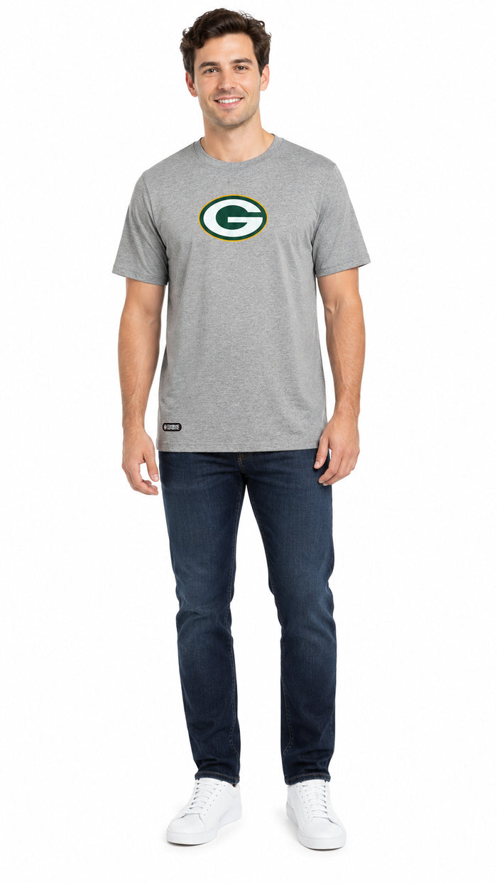 Outerstuff NFL Unisex Men's and Women's Primary Logo Short Sleeve Lightweight T-Shirt, Grey, Green Bay Packers