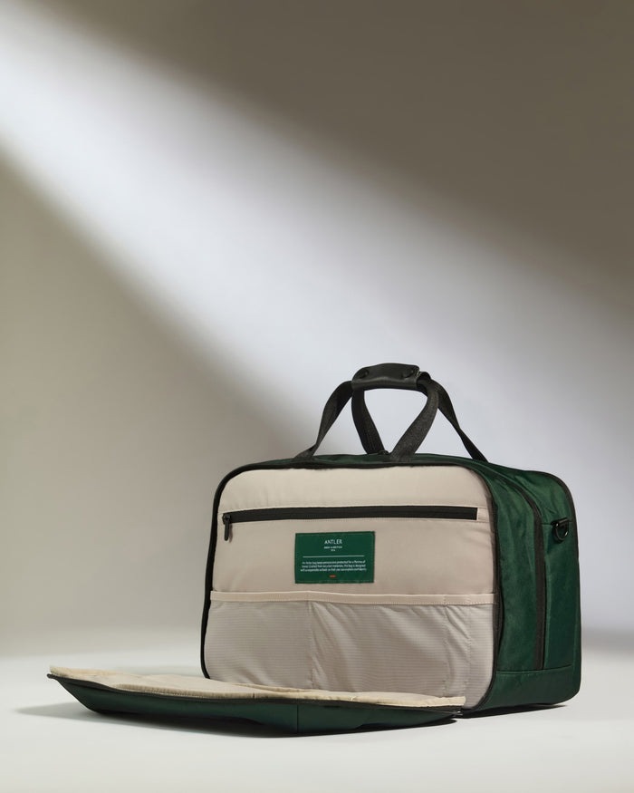 a green and white bag