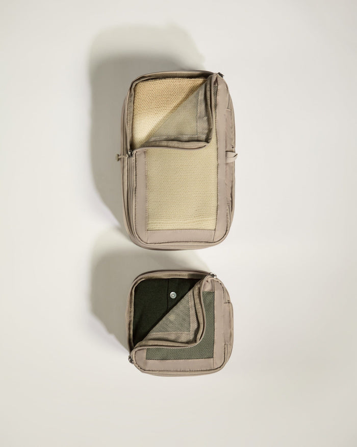 two small bags with a fabric inside