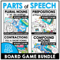Parts of Speech Board Game BUNDLE: Nouns, Verbs, Prepositions of Place - Hot Chocolate Teachables