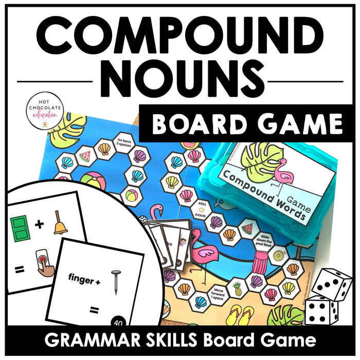 Parts of Speech Board Game BUNDLE: Nouns, Verbs, Prepositions of Place - Hot Chocolate Teachables