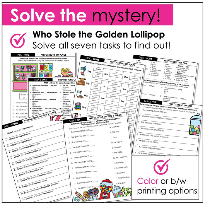 Prepositions of Time & Place Escape Room – ESL Mystery Homework Activity - Hot Chocolate Teachables