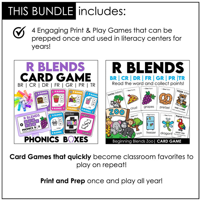 R Blends Phonics Bundle – BR, CR, DR, FR, GR, PR, TR Games & Task Cards - Hot Chocolate Teachables