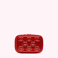 Red rectangular cosmetic bag with 3D lip design.