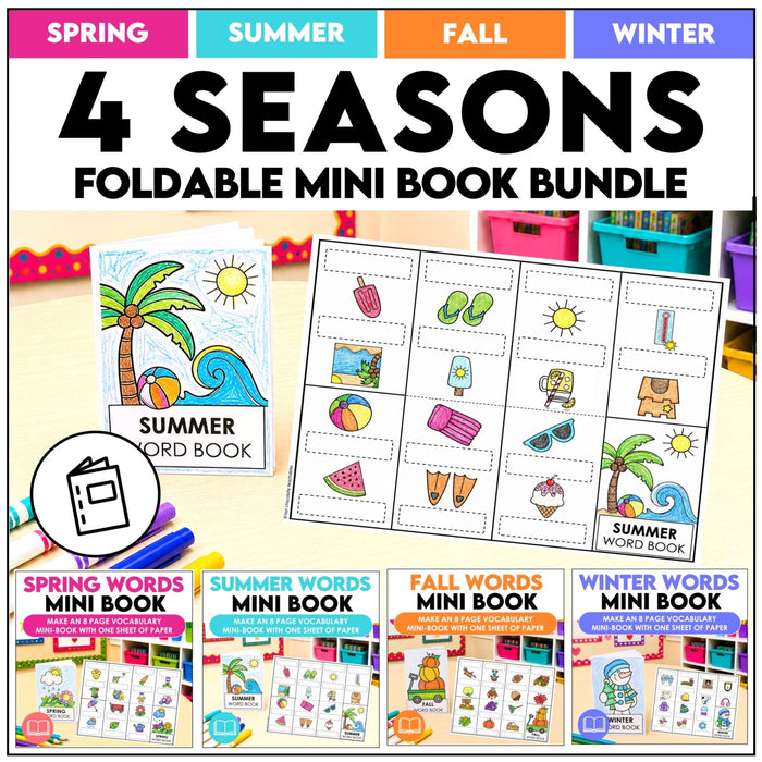 Seasons Mini Books – ESL Basic Vocabulary for Spring, Summer, Fall & Winter - Hot Chocolate Teachables