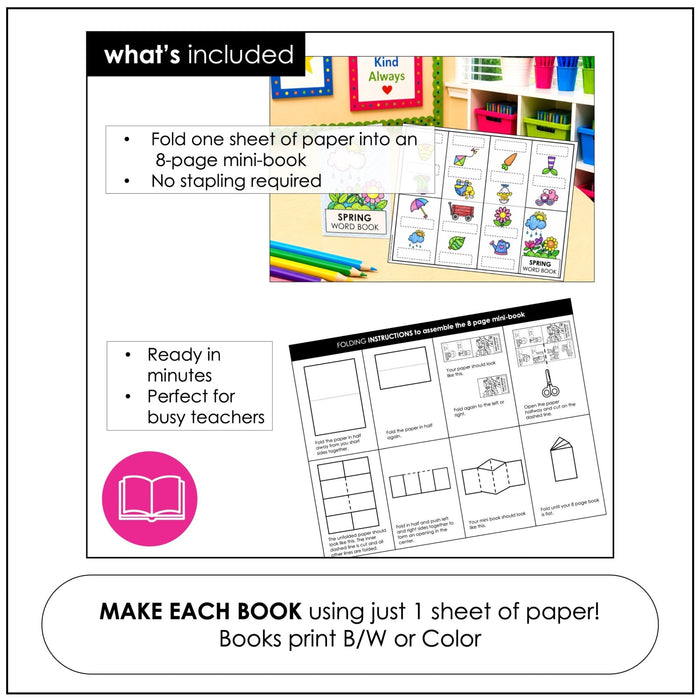 Seasons Mini Books – ESL Basic Vocabulary for Spring, Summer, Fall & Winter - Hot Chocolate Teachables