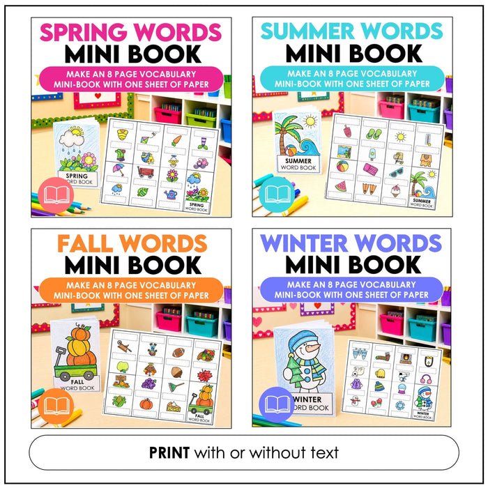 Seasons Mini Books – ESL Basic Vocabulary for Spring, Summer, Fall & Winter - Hot Chocolate Teachables