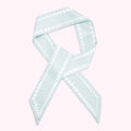 Light blue silk scarf with a pearl pattern. The Lulu Guinness logo is visible on the bottom right.