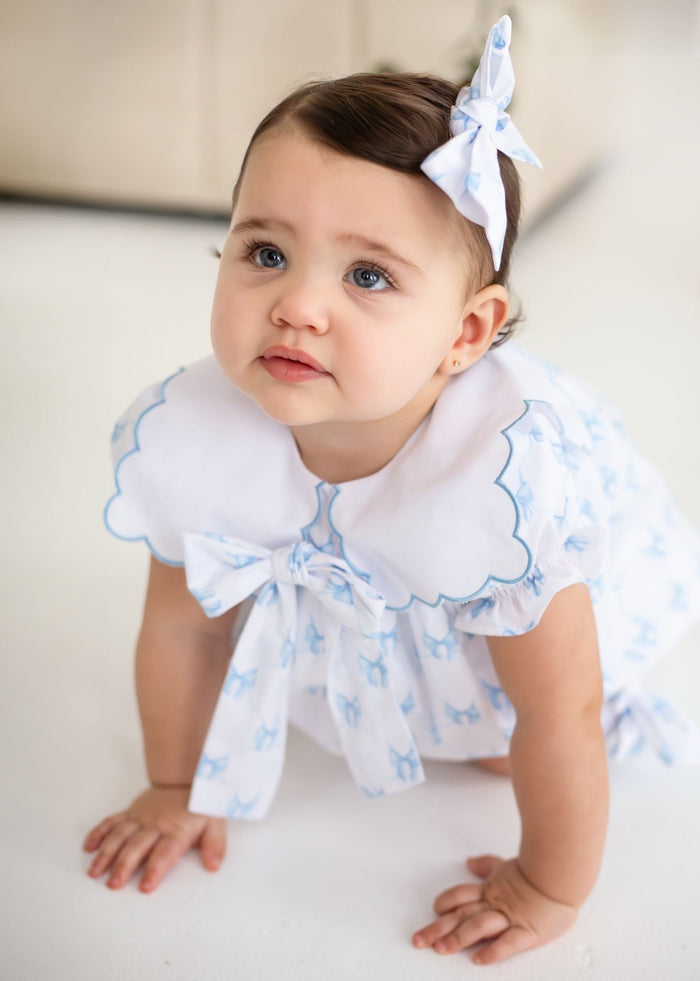 Small Blue Bow Print Hairbow
