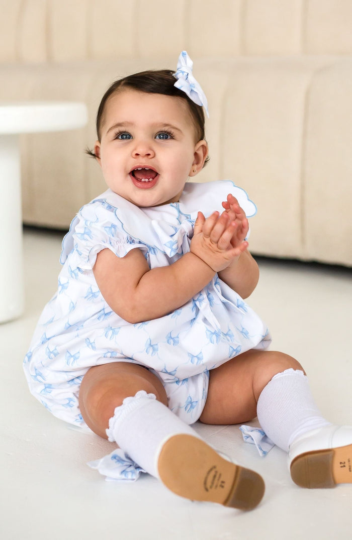 Small Blue Bow Print Hairbow