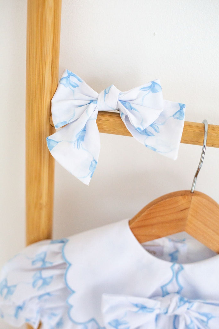Small Blue Bow Print Hairbow