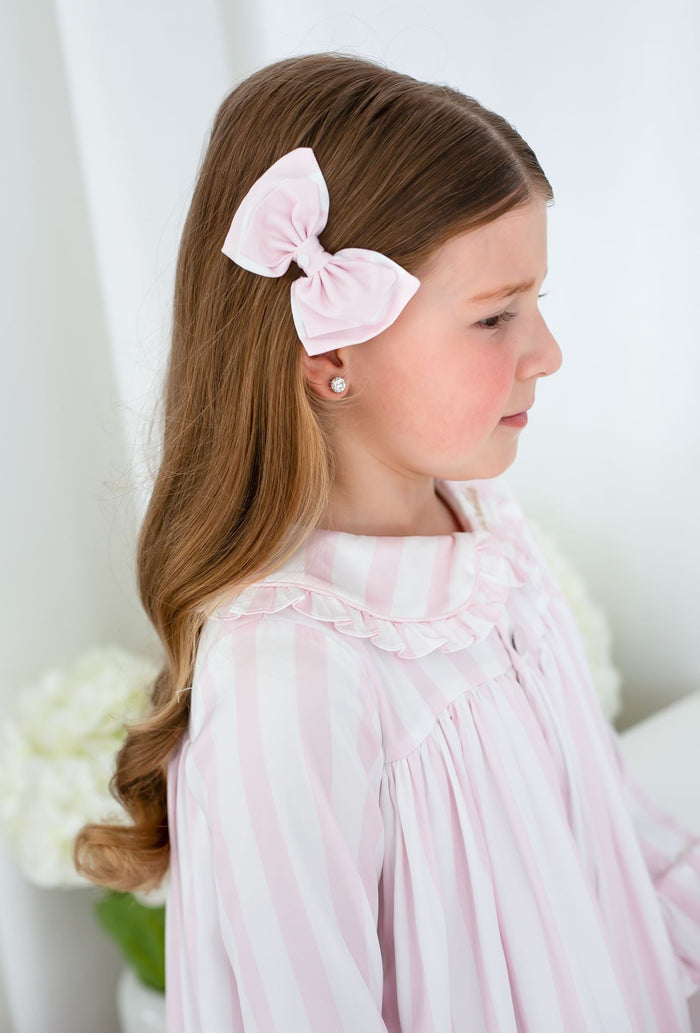 Small Pink Pearl Stripe Hairbow