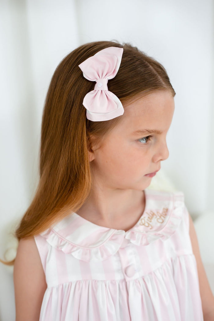 Small Pink Pearl Stripe Hairbow