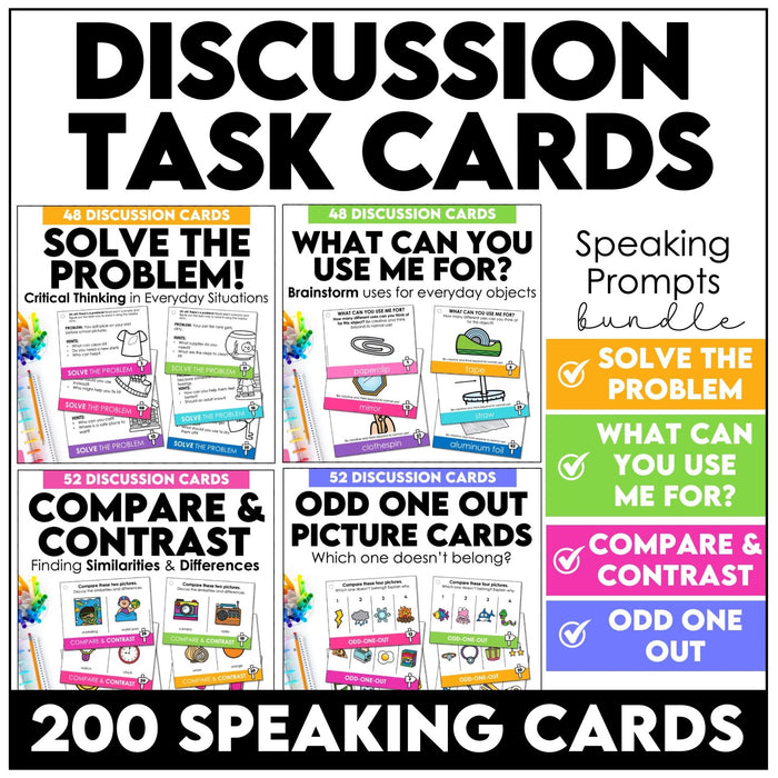 Speaking Task Cards Bundle – Critical Thinking Activities & Discussion Cards (ESL) - Hot Chocolate Teachables