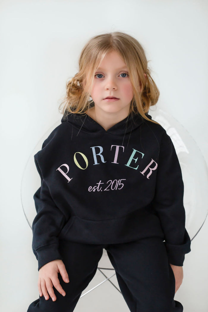 Unisex Black Personalised Est Hooded Tracksuit