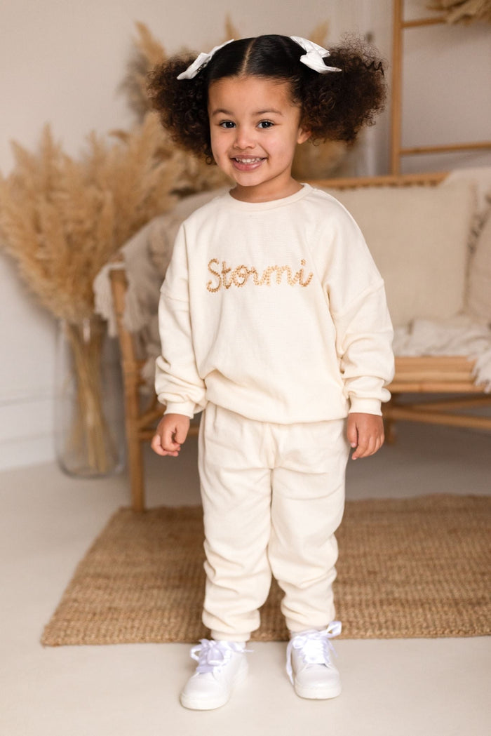 Unisex Cream Personalised Waffle Knit Loungewear