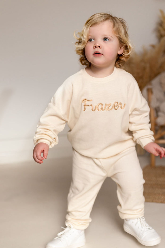Unisex Cream Personalised Waffle Knit Loungewear