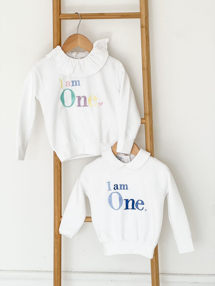 Unisex White Personalised Age Sweater