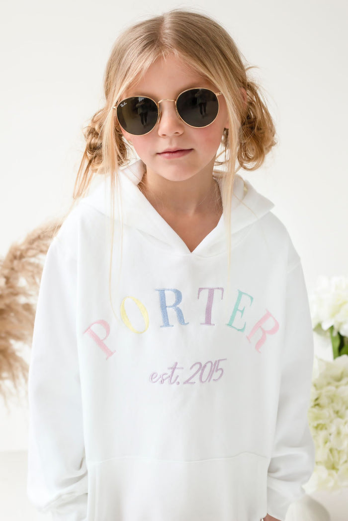 Unisex White Personalised Est Hooded Tracksuit