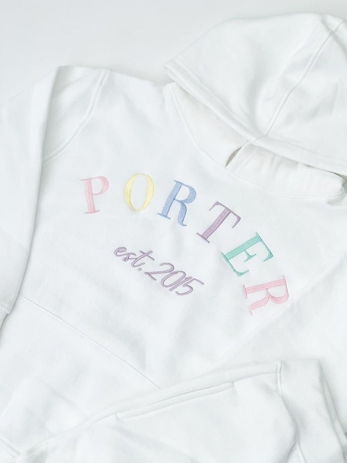 Unisex White Personalised Est Hooded Tracksuit