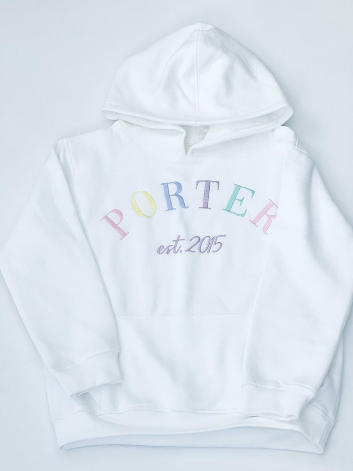Unisex White Personalised Est Hooded Tracksuit