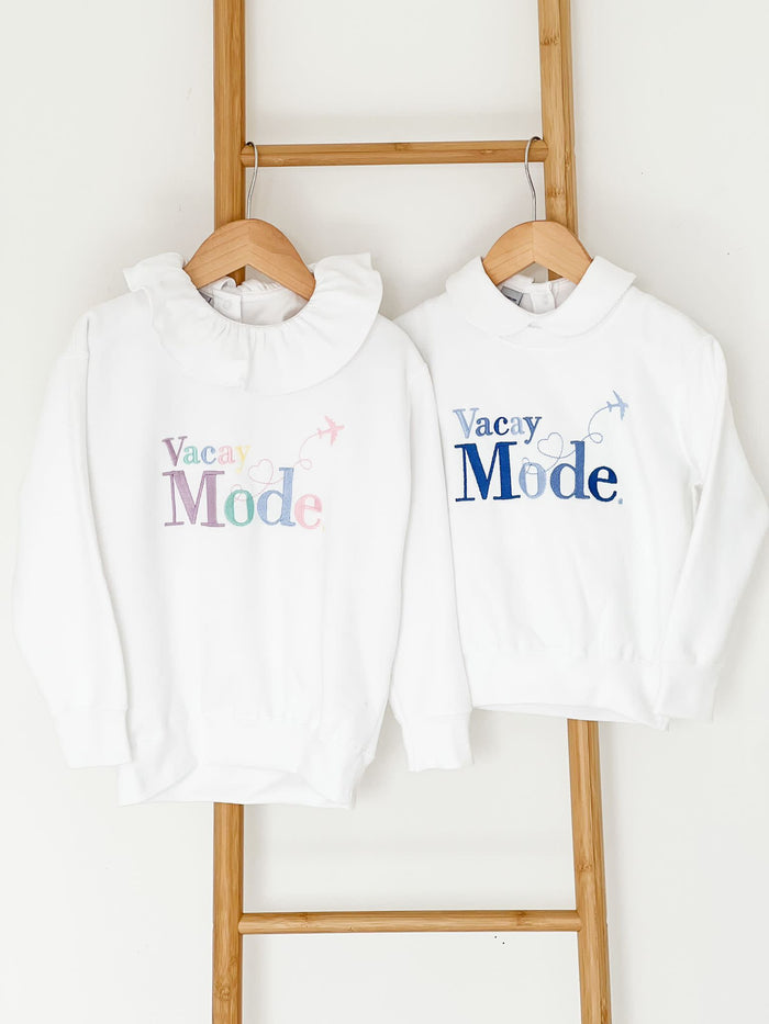 Unisex White Personalised Vacay Mode Sweater