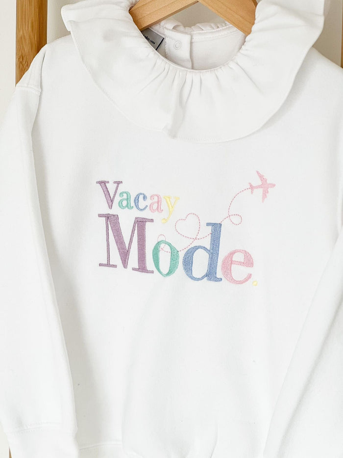 Unisex White Personalised Vacay Mode Sweater