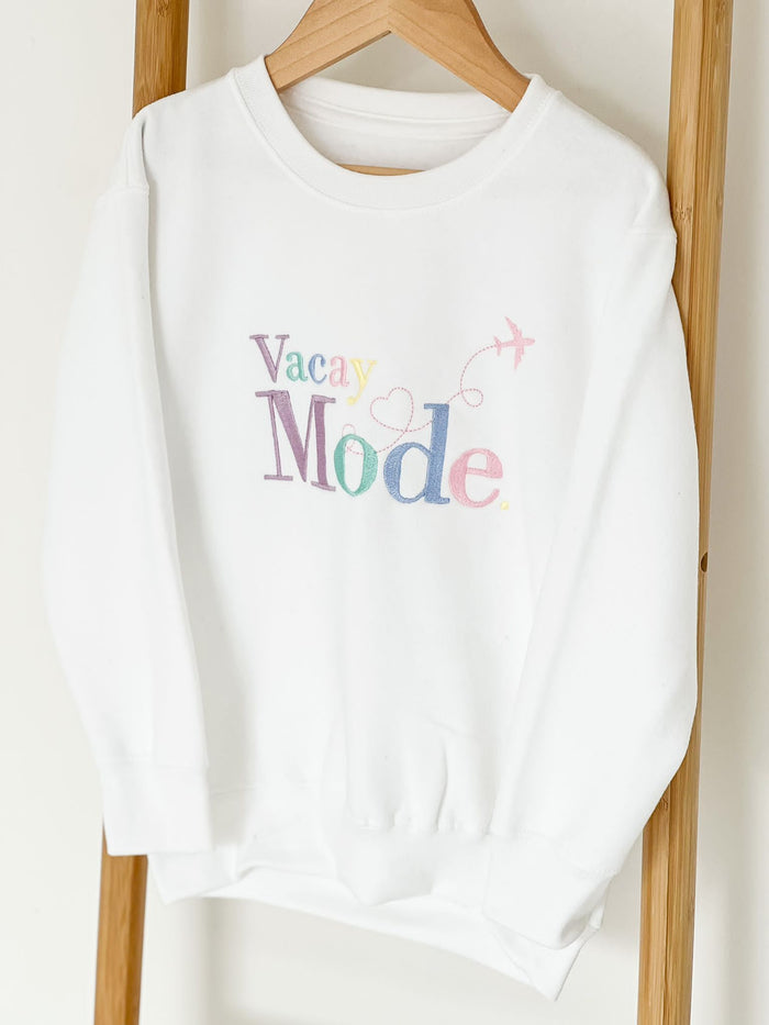 Unisex White Personalised Vacay Mode Sweater