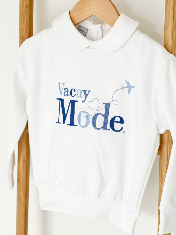 Unisex White Personalised Vacay Mode Sweater