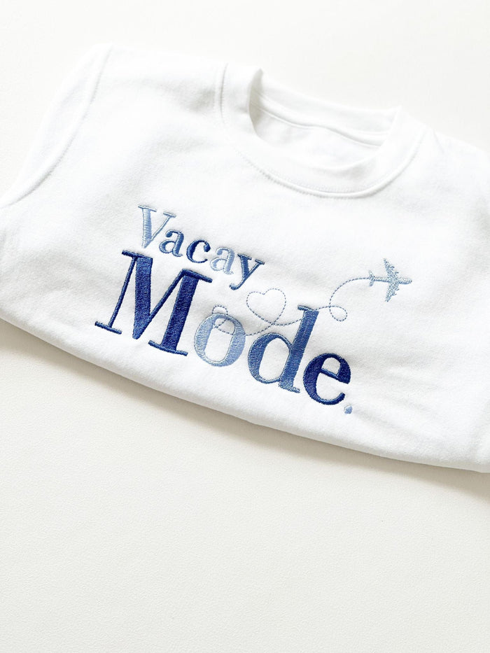 Unisex White Personalised Vacay Mode Sweater