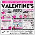 Valentine's Day Party Games & Activity Bundle - February Grammar & Vocabulary - Hot Chocolate Teachables