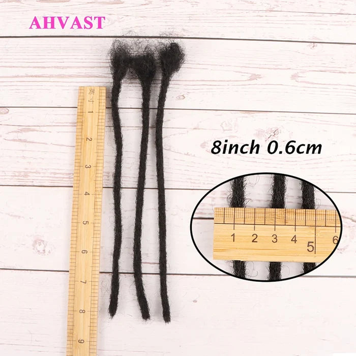 VAST Dreadlock Extensions 100% Human Hair 60 Strands 0.6cm Thickness for Men Women Kids Full Head Handmade Soft