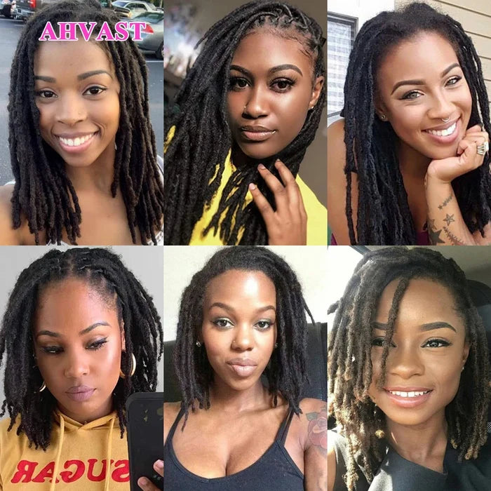 VAST Dreadlock Extensions 100% Human Hair 60 Strands 0.6cm Thickness for Men Women Kids Full Head Handmade Soft